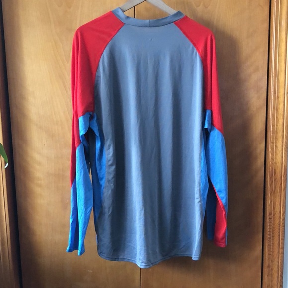 Vintage Nike Dri Fit Center Swoosh Gray Red Blue Long Sleeve Shirt Size XL - Picture 2 of 4